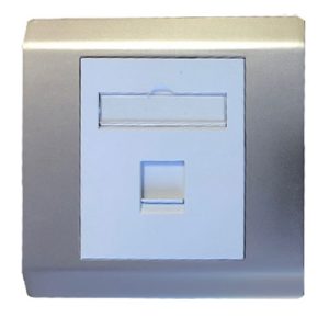 rj45 utp5e single gang socket faceplate sliver