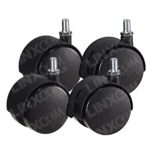 50mm Castors Twin Black Threaded Swivel Break